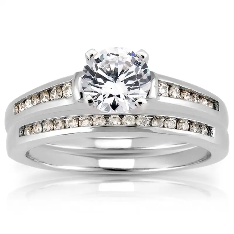 14K white gold Beautifully Crafted Channel Set Diamond Bridal Ring (0.11 ct. tw.) - alternate view 8