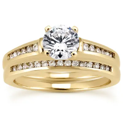 14K white gold Beautifully Crafted Channel Set Diamond Bridal Ring (0.11 ct. tw.) - alternate view 7 thumbnail