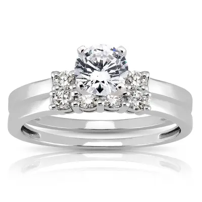 18K white gold 0.14 ct. Diamond Bridal Ring - alternate view 3 thumbnail