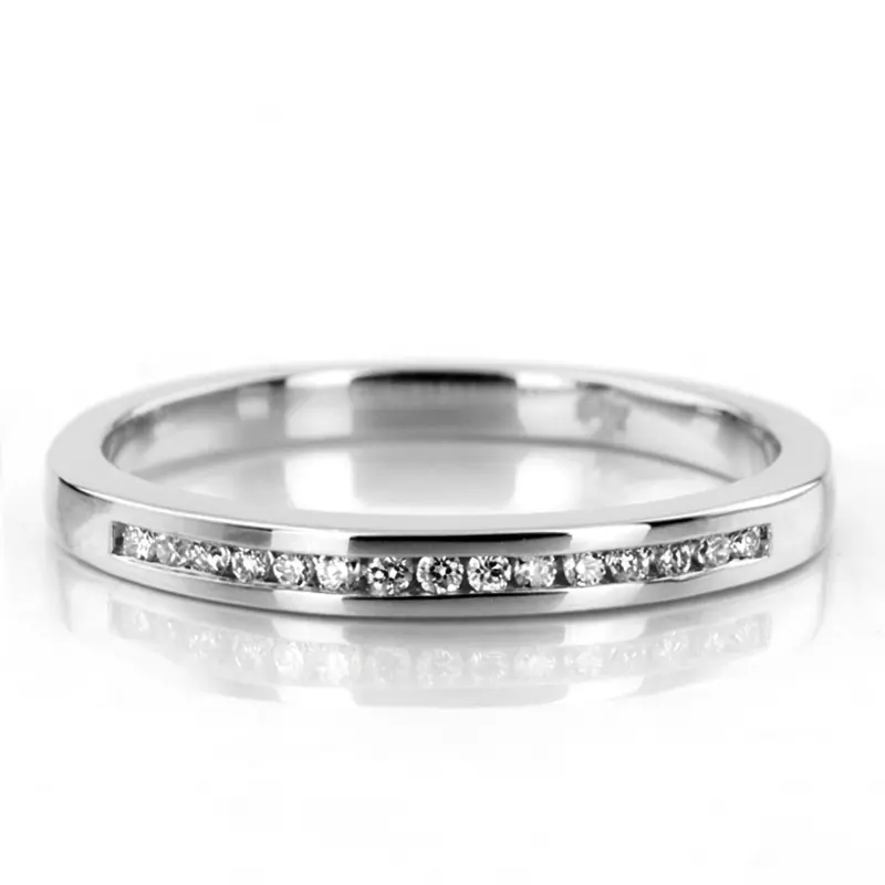 14K white gold Beautifully Crafted Channel Set Diamond Bridal Ring (0.11 ct. tw.) - alternate view 2