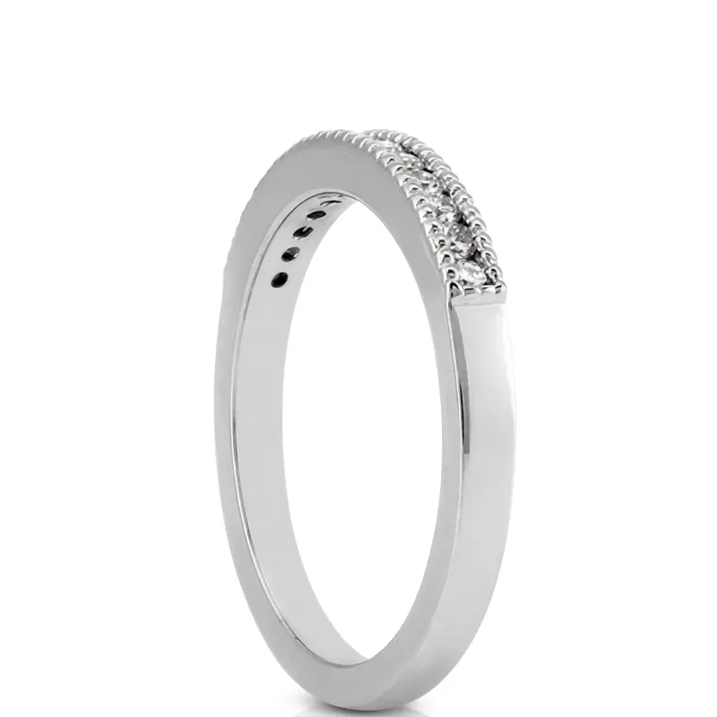 18K white gold Channel Set Mill Grained Wedding Band (0.20 t.c.w.) - alternate view 6