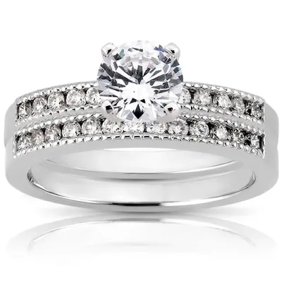 18K white gold Channel Set Mill Grained Wedding Band (0.20 t.c.w.) - alternate view 5 thumbnail