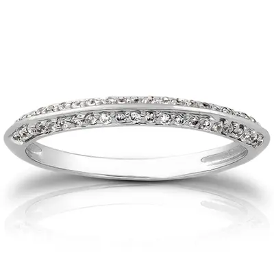 14K white gold Pave Set knife Edge Wedding Band(0.22 ct. tw.) - alternate view 2 thumbnail