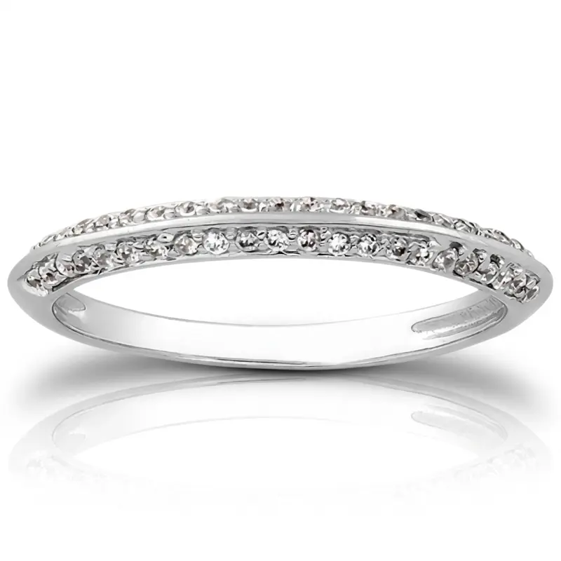14K white gold Pave Set knife Edge Wedding Band(0.22 ct. tw.) - alternate view 2