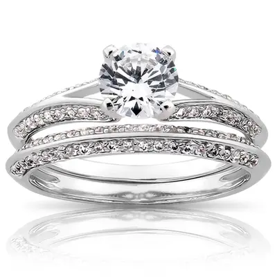 14K white gold Pave Set knife Edge Wedding Band(0.22 ct. tw.) - alternate view 5 thumbnail