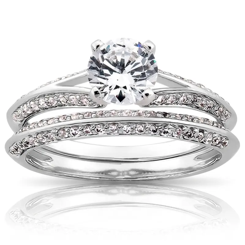14K white gold Pave Set knife Edge Wedding Band(0.22 ct. tw.) - alternate view 5
