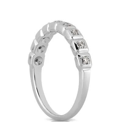 18K white gold Pave Set Diamond Wedding band(0.09 ct. tw.) - alternate view 6 thumbnail