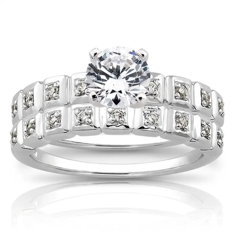 18K white gold Pave Set Diamond Wedding band(0.09 ct. tw.) - alternate view 5