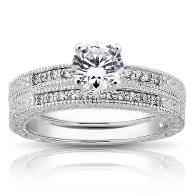 14K white gold 0.08 ct. Diamond Bridal Ring 3 - alternate view 5 thumbnail