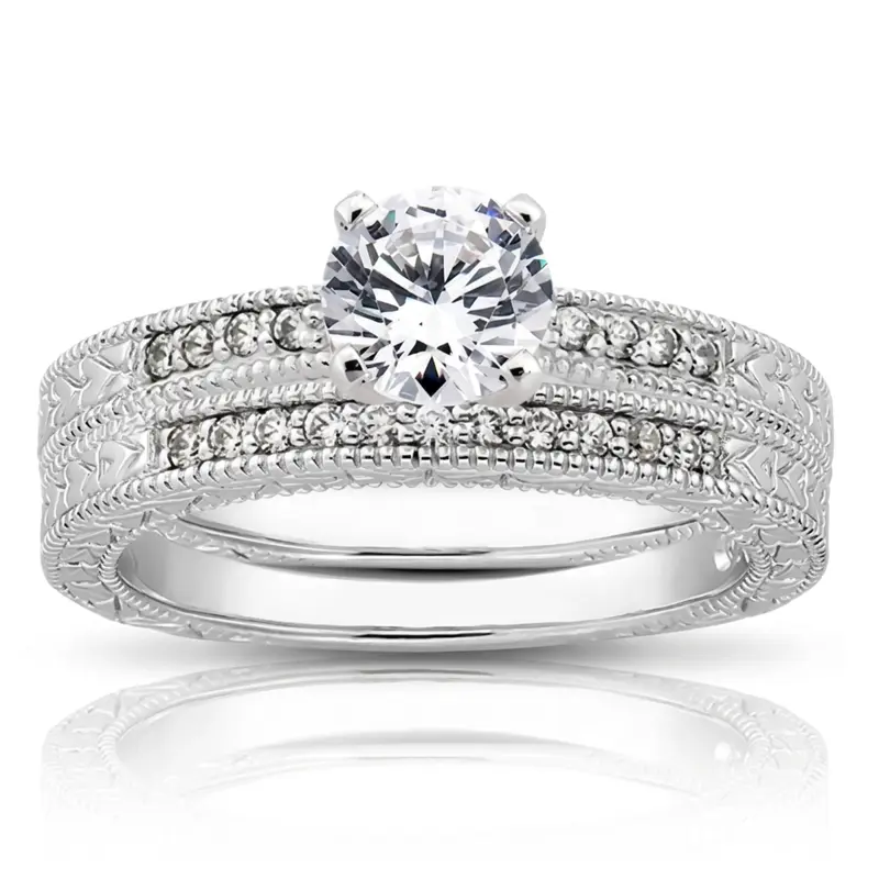 14K white gold 0.08 ct. Diamond Bridal Ring 3 - alternate view 5