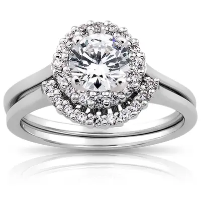 18K white gold 0.10 ct. Diamond Bridal Ring - alternate view 4 thumbnail