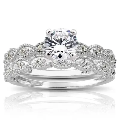 18K white gold 0.08 ct. Diamond Bridal Ring - alternate view 4 thumbnail
