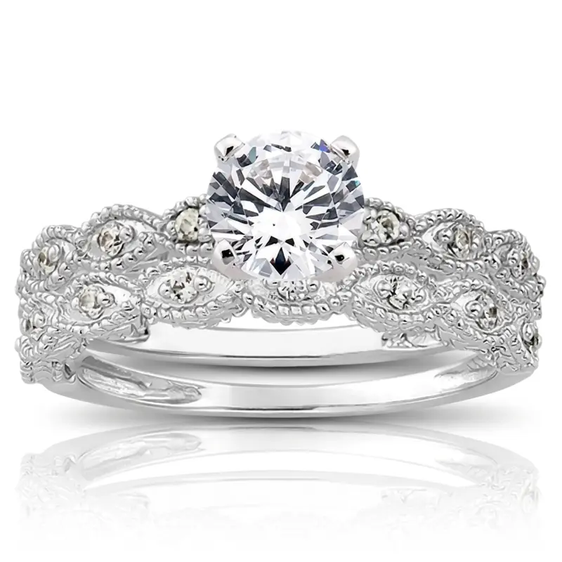 18K white gold 0.08 ct. Diamond Bridal Ring - alternate view 4