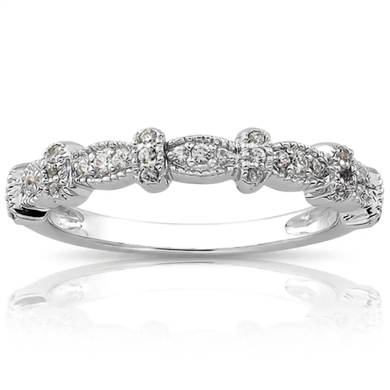 18K white gold 0.18 ct. Antique Diamond Bridal Ring - alternate view 3