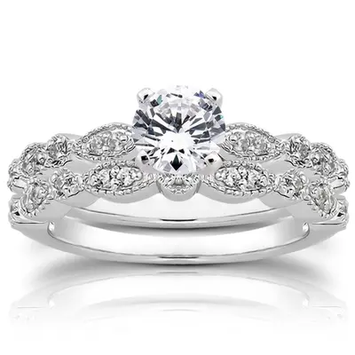 18K white gold 0.13 ct. Diamond Bridal Ring 1 - alternate view 4 thumbnail