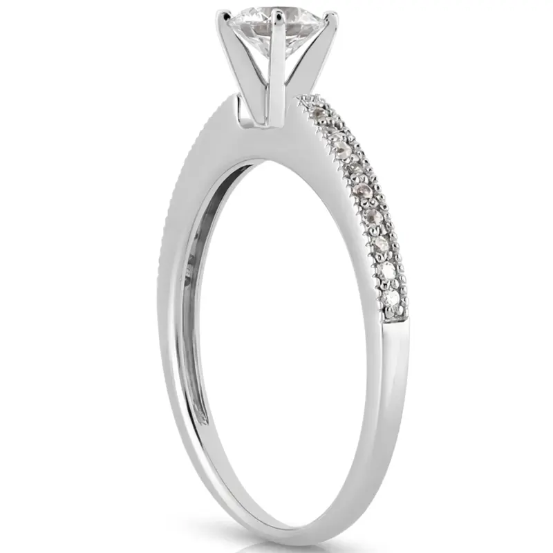 18K white gold 0.11 ct. Diamond Bridal Ring - alternate view 5