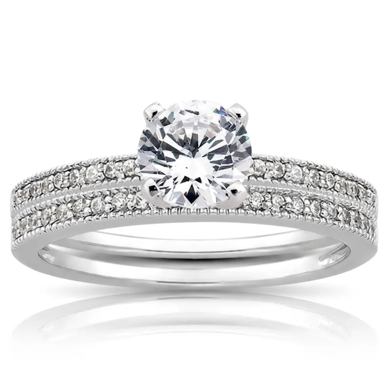 18K white gold 0.11 ct. Diamond Bridal Ring - alternate view 4