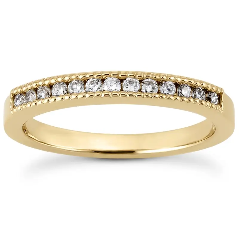 18K white gold Channel Set Mill Grained Wedding Band (0.20 t.c.w.) - alternate view 2