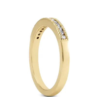 18K white gold Channel Set Mill Grained Wedding Band (0.20 t.c.w.) - alternate view 3 thumbnail