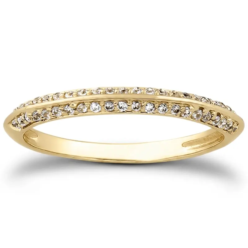 14K white gold Pave Set knife Edge Wedding Band(0.22 ct. tw.) - main view