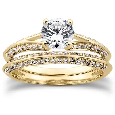 14K white gold Pave Set knife Edge Wedding Band(0.22 ct. tw.) - alternate view 4 thumbnail