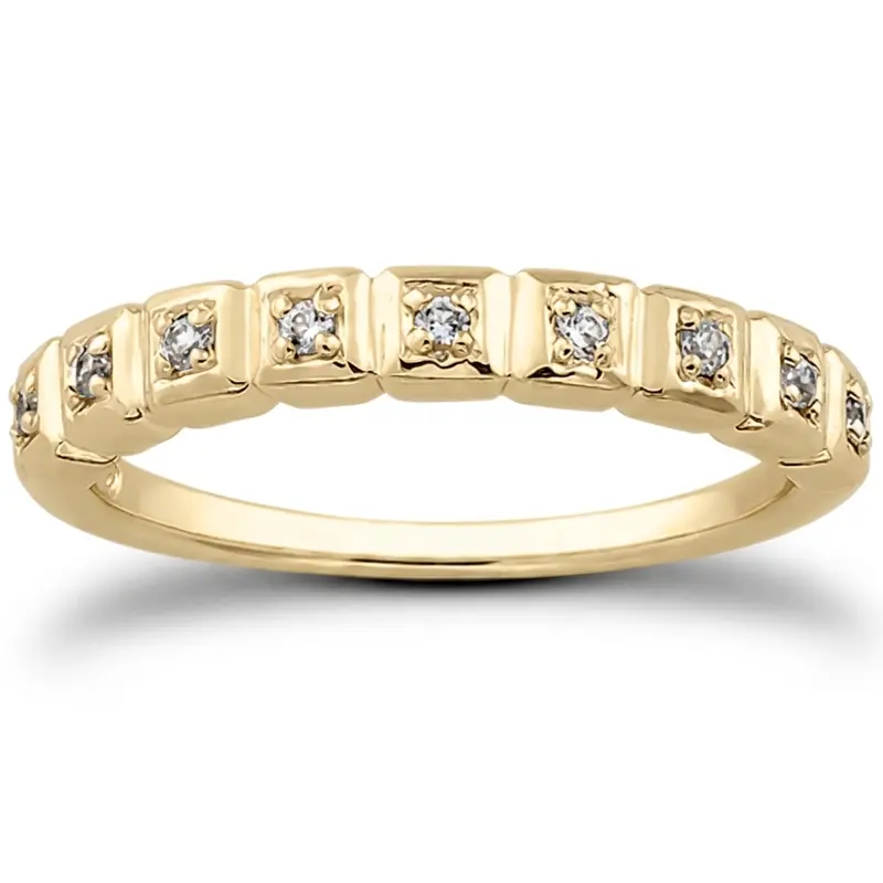 18K white gold Pave Set Diamond Wedding band(0.09 ct. tw.) - alternate view 2