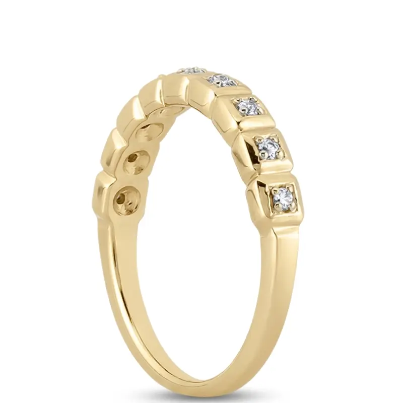 18K white gold Pave Set Diamond Wedding band(0.09 ct. tw.) - alternate view 3