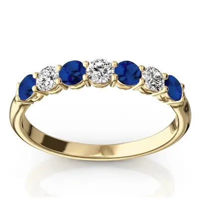 7-Stone Blue Sapphire & Diamond Alternating Anniversary Band - view 2 of 2