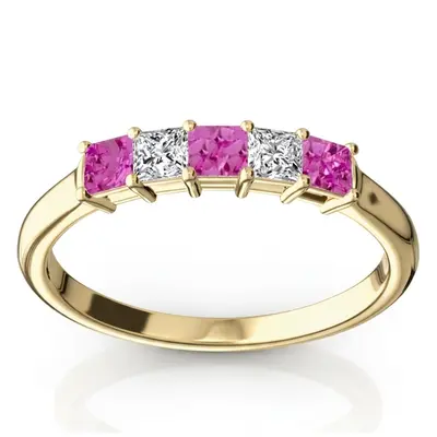 Princess Cut Pink Sapphire & Diamond Anniversary Band alternate view