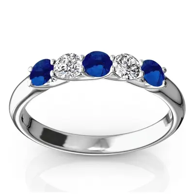 Trellis Setting 5-Stone Blue Sapphire & Diamond Anniversary Band - view 1 of 2