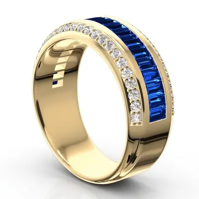 Blue Sapphire and Diamond Woman Anniversary Ring (1/2 ct. tw. Diamonds) alternate view