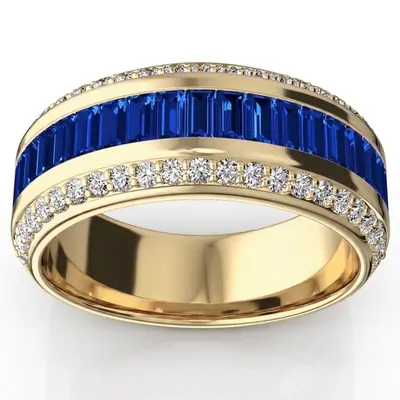 14K white gold Blue Sapphire and Diamond Woman Anniversary Ring (1/2 ct. tw. Diamonds) - alternate view 4 thumbnail