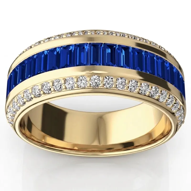 14K white gold Blue Sapphire and Diamond Woman Anniversary Ring (1/2 ct. tw. Diamonds) - alternate view 4