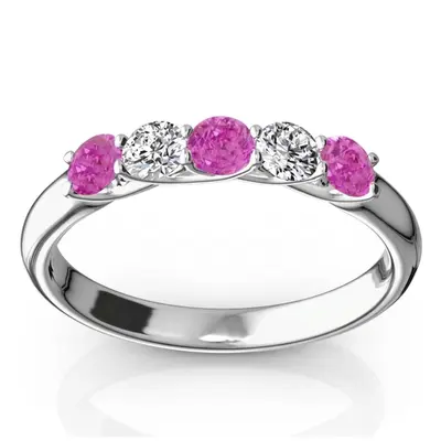 Trellis Setting 5-Stone Pink Sapphire & Diamond Anniversary Band - view 1 of 2