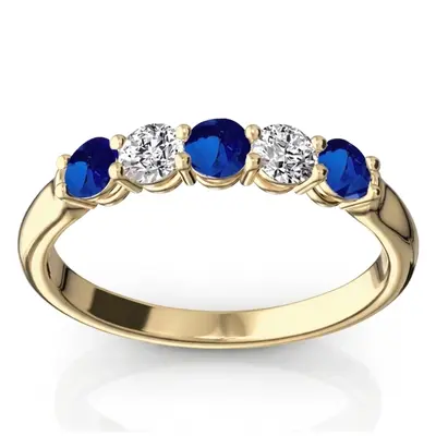 Ladies' Blue Sapphire & Diamond Alternating Anniversary Band - view 2 of 2