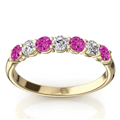  7-Stone Pink Sapphire & Diamond Alternating Anniversary Band - view 2 of 2