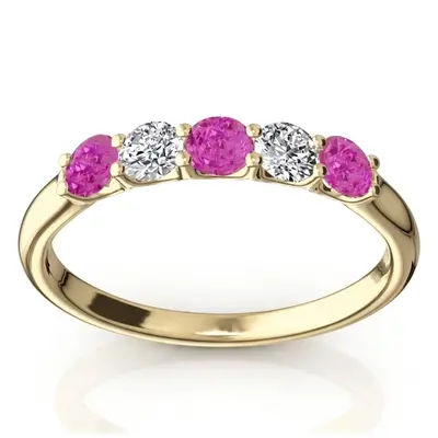 U-Prong Set Pink Sapphire & Diamond Alternating Anniversary Band - view 2 of 2