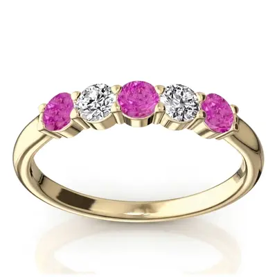  Shared Prong Basket Setting Pink Sapphire & Diamond Anniversary Band - view 2 of 2