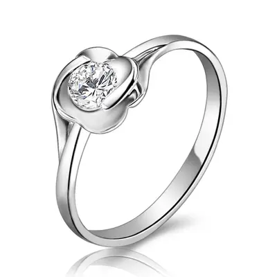 Floral Tension Set Diamond Solitaire Promise Ring (0.12ct. tw) alternate view