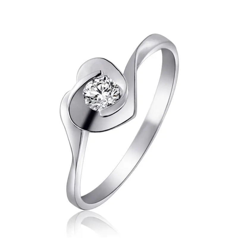 14K white gold Floral Heart Design Promise Ring (0.25ct. tw.) - main view