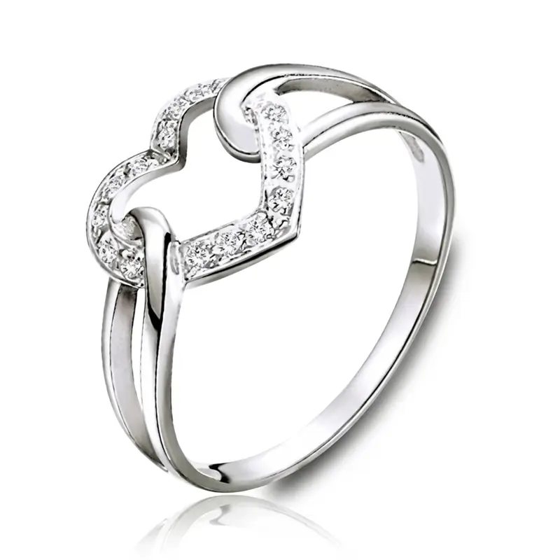 14K white gold Heart Design Fancy Diamond Promise Ring (0.08 ct. tw.) - alternate view 2