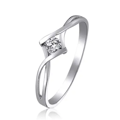 14K white gold Tension Set Elegant Solitaire Promise Ring (0.15ct. tw.) - main view thumbnail