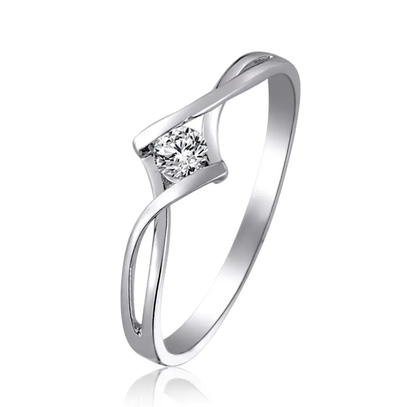 14K white gold Tension Set Elegant Solitaire Promise Ring (0.15ct. tw.) - main view