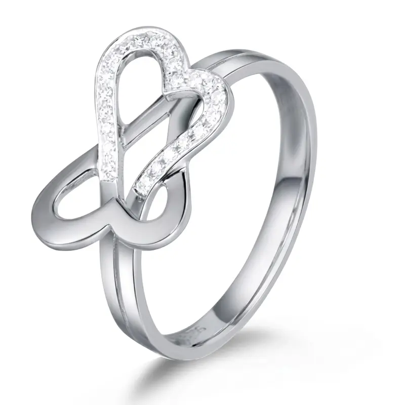 14K white gold Knotted Heart Design Diamond Promise Ring (0.11ct. tw.) - main view