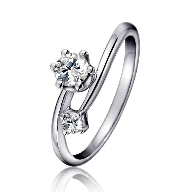 14K white gold Prong Set By Pass Promise Ring( 0.25ct. tw.) - main view