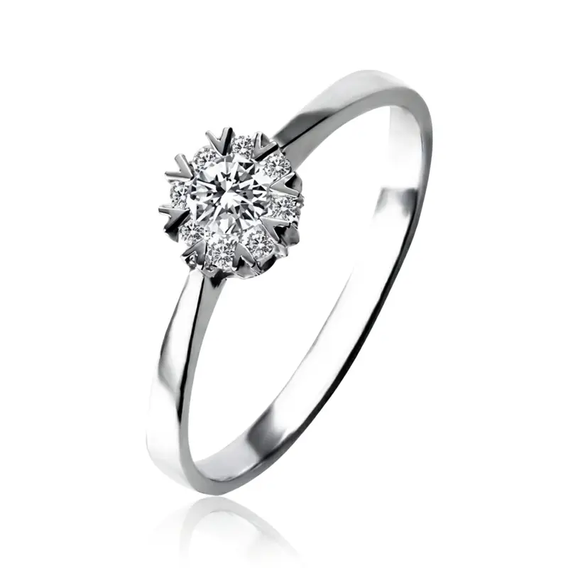 14K white gold Cluster Center Promise Ring (0.18ct. tw.) - main view