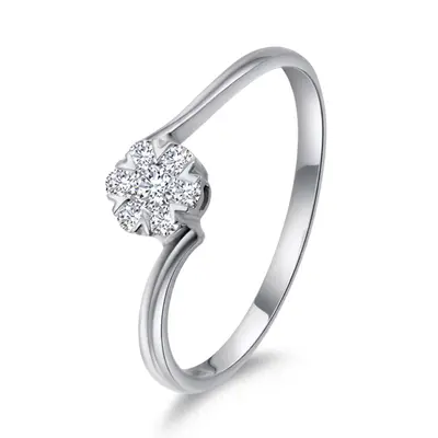 Clustered Center By Pass Shank Diamond Promise Ring (0.18ct. tw.)