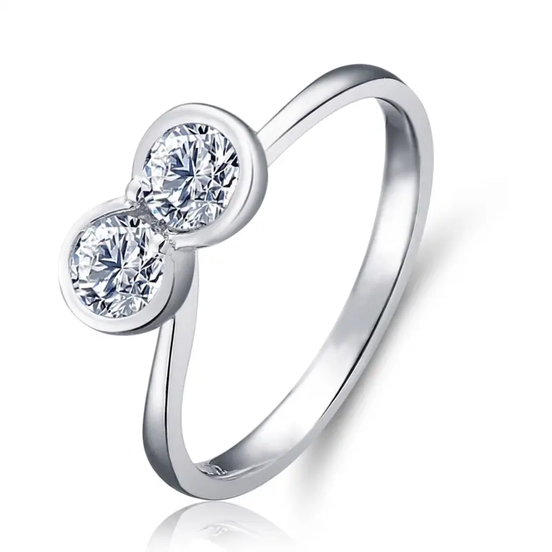 14K white gold Two Stone Bezel Set Promise Ring (0.28ct. tw.) - main view