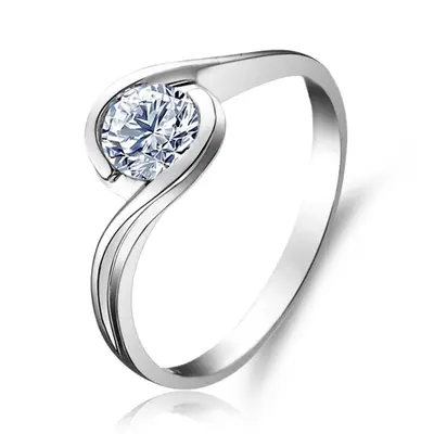 1/2 Carat Elegant Design Bypass Shank Solitaire Ring - view 1 of 2
