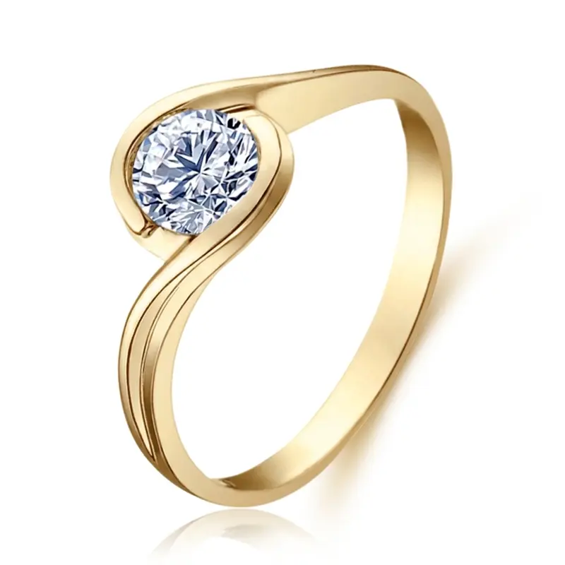 14K white gold 1/2 Carat Elegant Design Bypass Shank Solitaire Ring - alternate view 2
